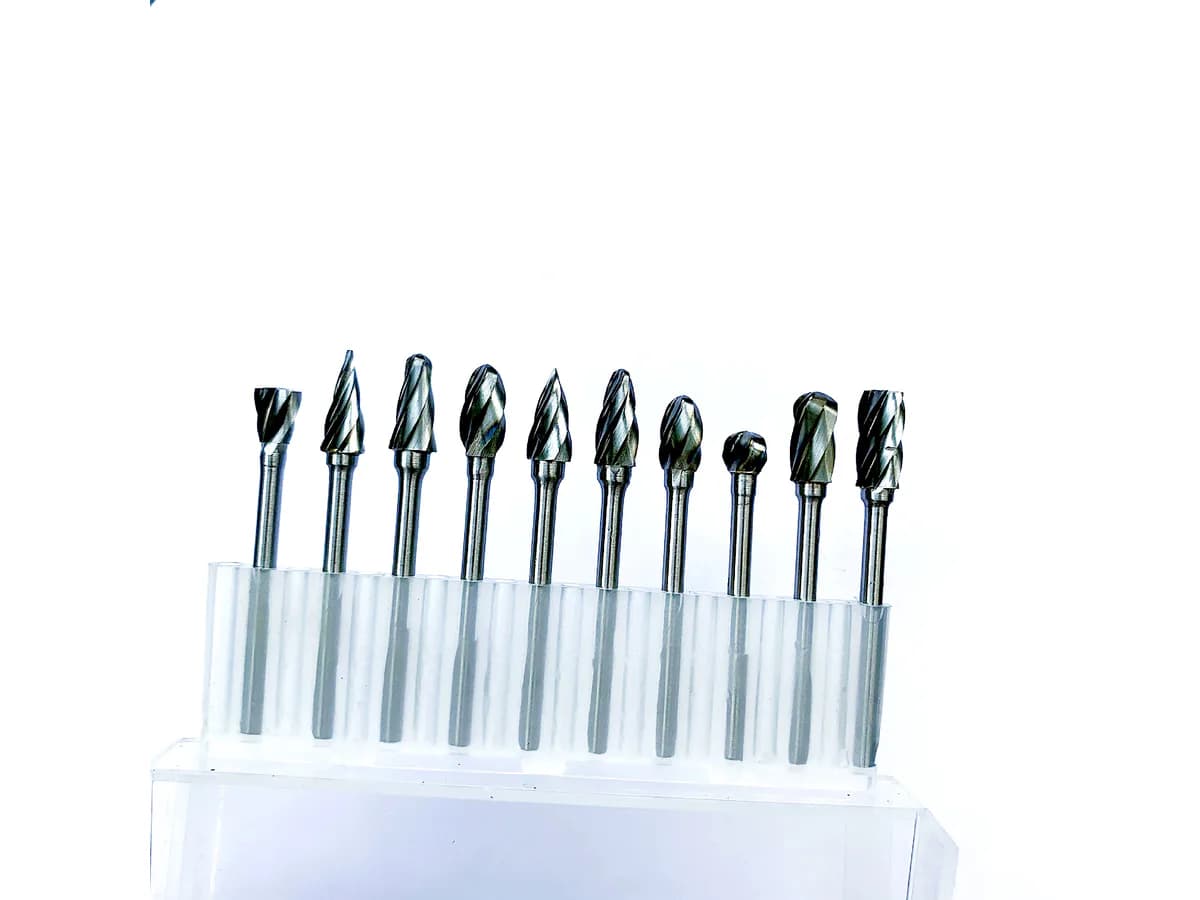 Open flute carbide burr set for aluminum cut selection