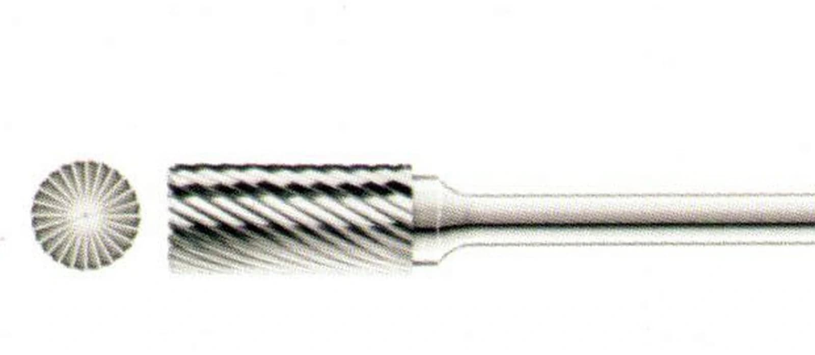 Type B cylindrical carbide burr with end cut