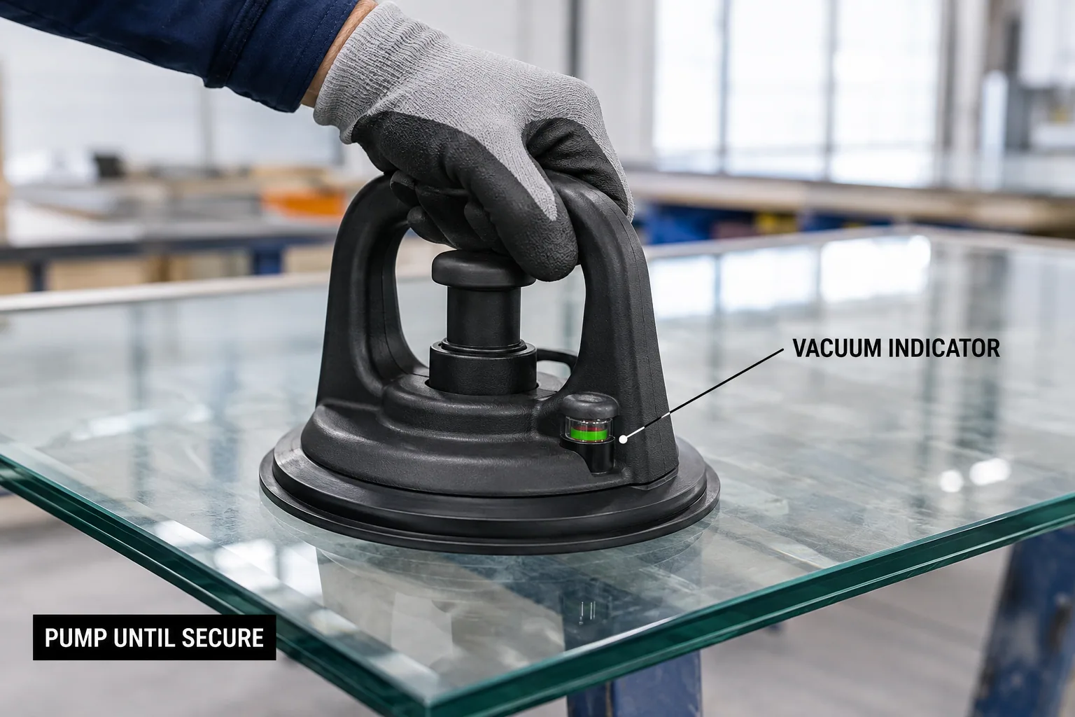 Cómo usar ventosas para vidrio — Confirmar máquina e interfaz