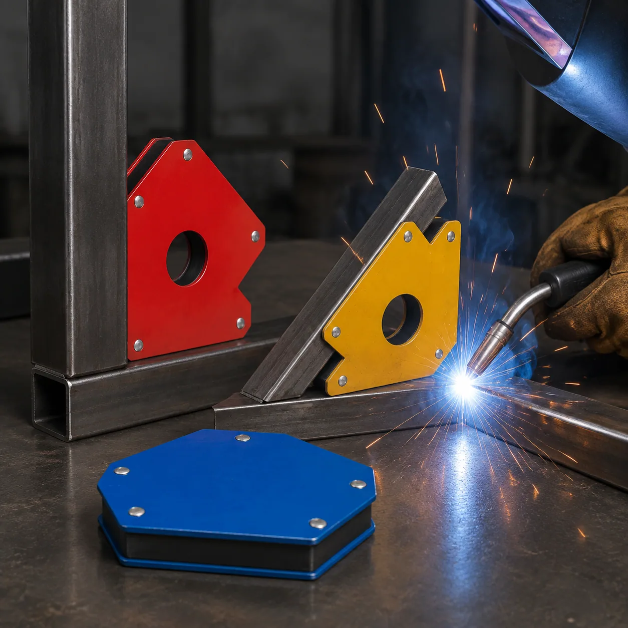 Magnetic welding square positioning steel pieces