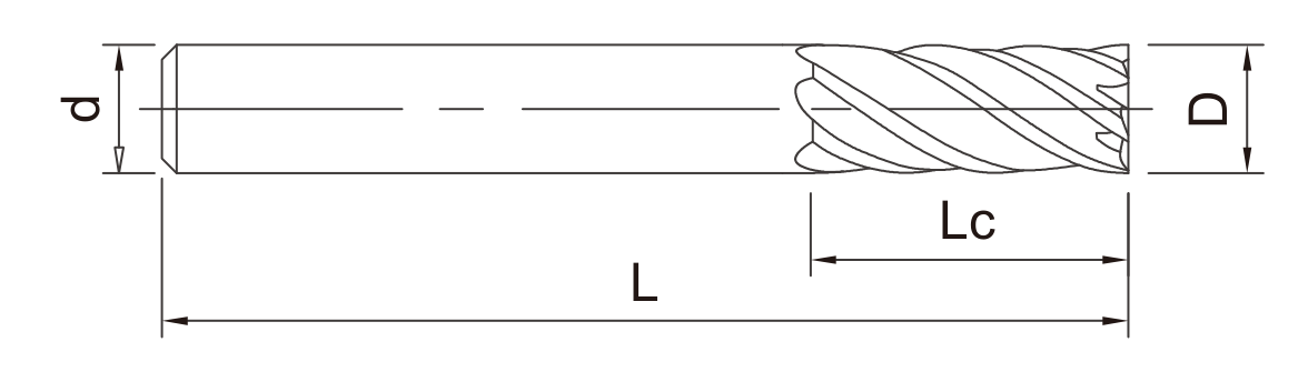 NE Solid Carbide Square End Mills catalog dimension drawing