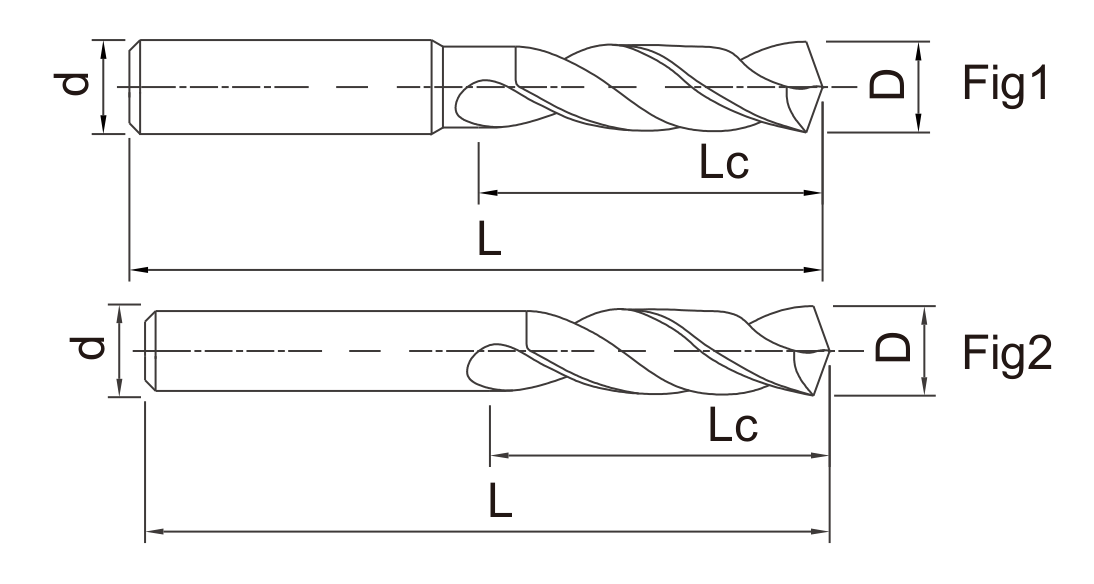 NHB Solid Carbide Drills catalog dimension drawing
