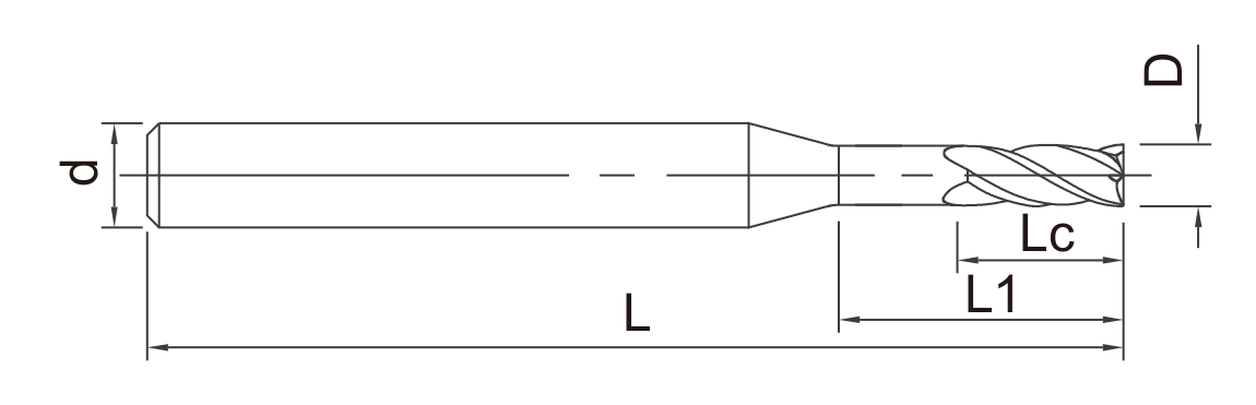 GEMA GEMB Long Reach End Mills for Graphite catalog dimension drawing