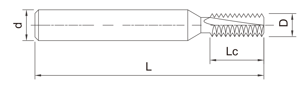 DHCM General Purpose Thread Mills catalog dimension drawing