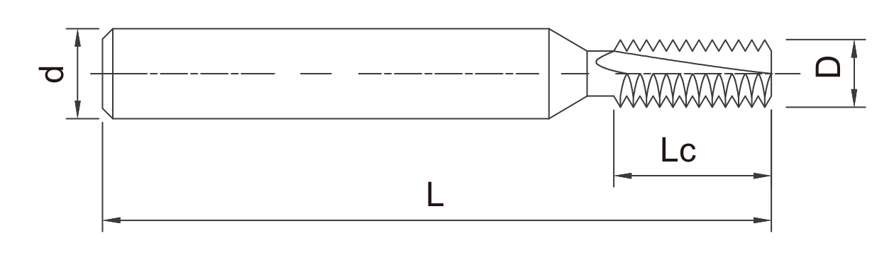 NHCM Thread Mills for Hardened Materials catalog dimension drawing