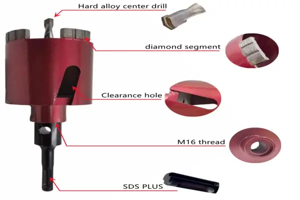 Diamond core drill bit segment, thread and shank identification check