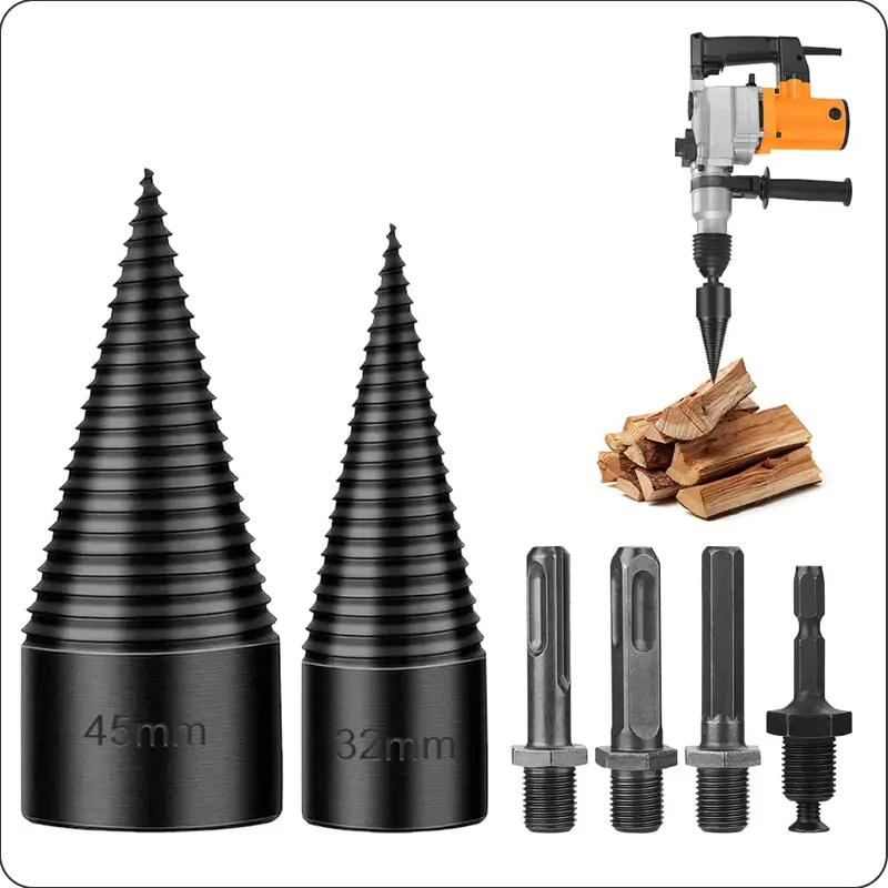Wood splitter drill bit configuration
