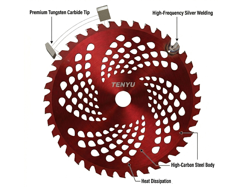 Brush cutter blade interface detail