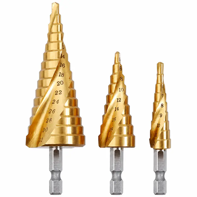 Spiral step drill bit configuration