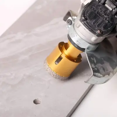 Diamond tile hole saw drilling