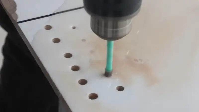 Tile hole saw application sequence