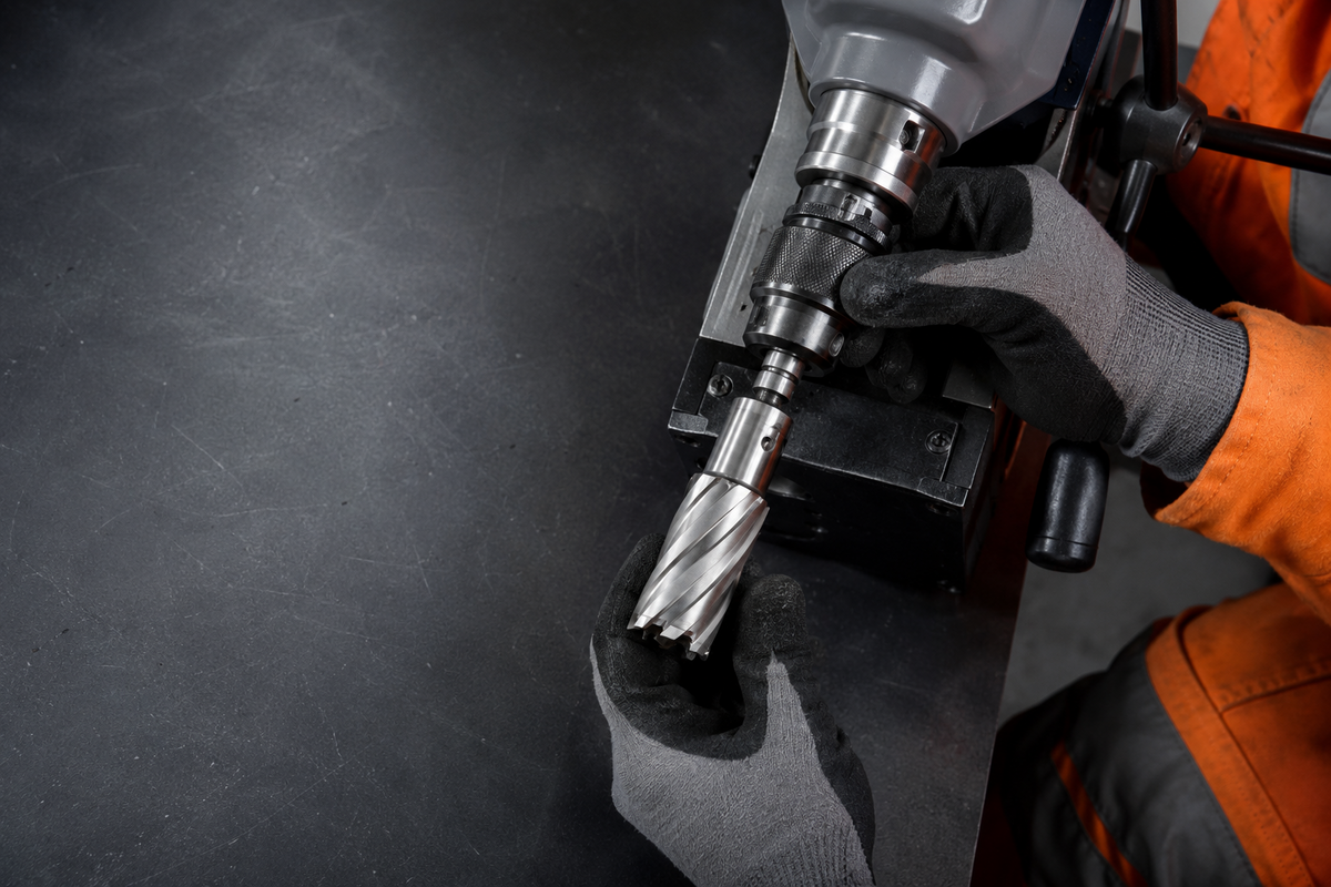 Generated visual concept for one-touch annular cutter holder selection
