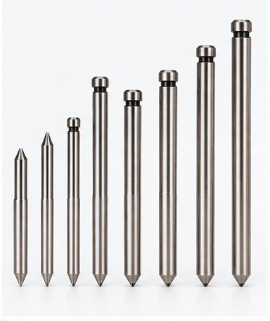 Annular cutter pilot pins with different lengths and end forms