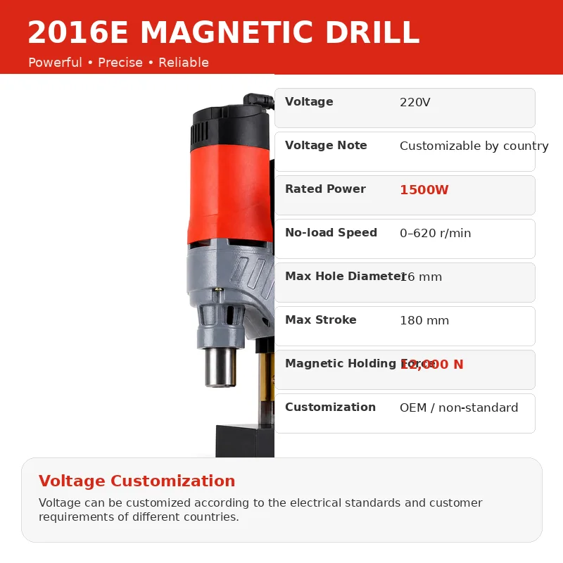 2016E magnetic drill verified technical specifications
