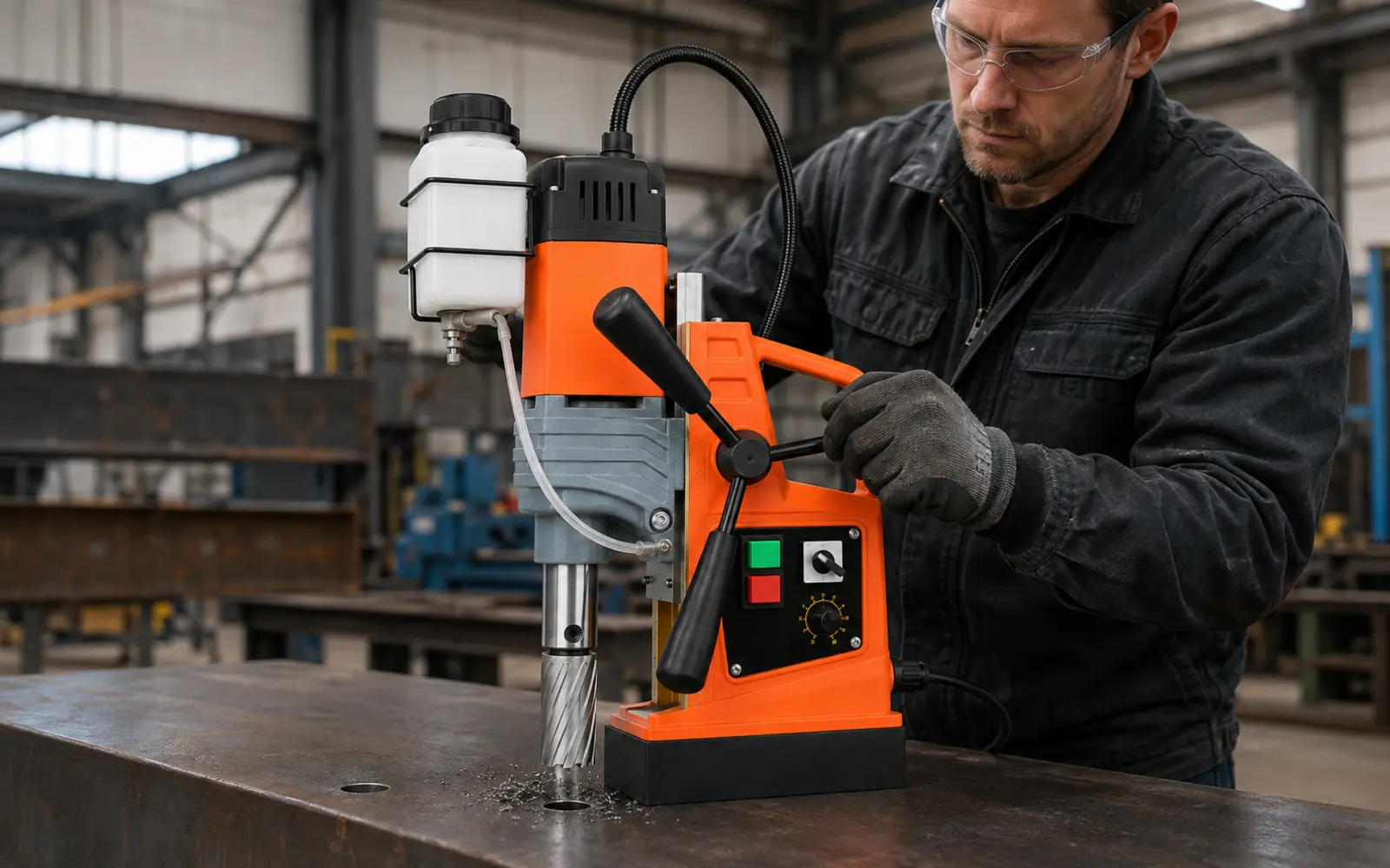 AX8840 magnetic drill used for structural steel fabrication