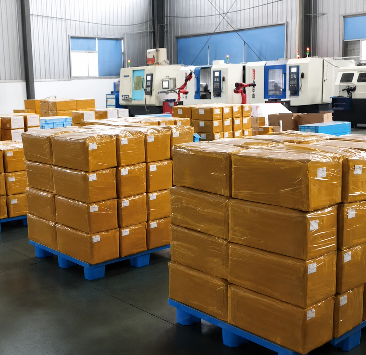 Packed goods staged in the supplied carbide burr workshop library