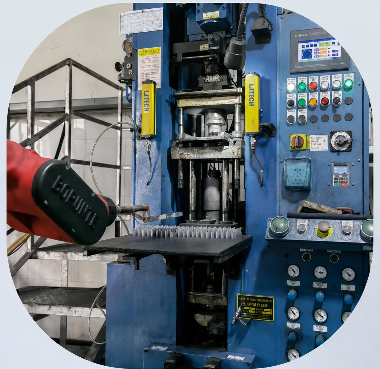 Pressing equipment close-up in the supplied carbide production library