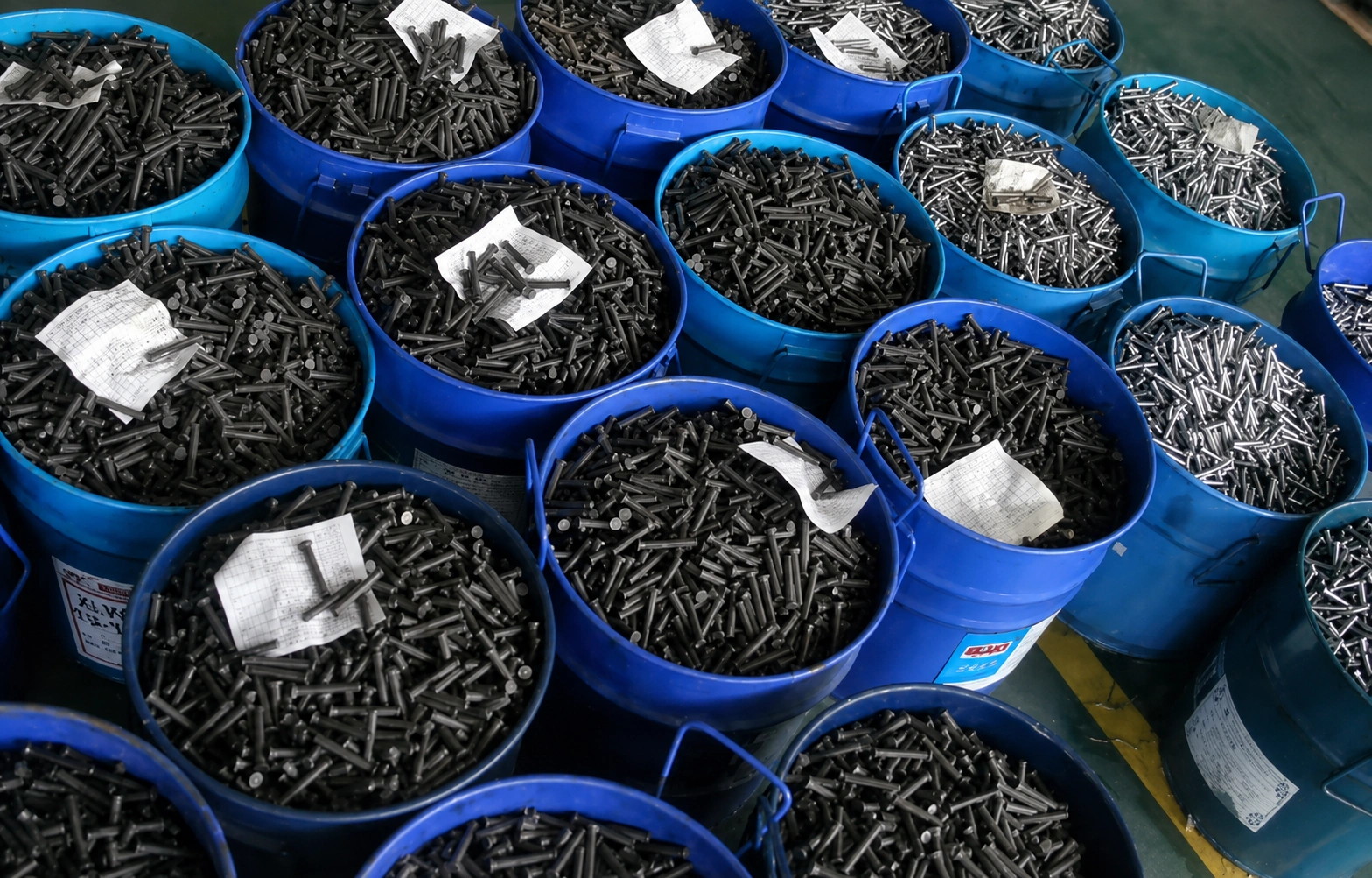 Carbide stock stored in identified workshop bins