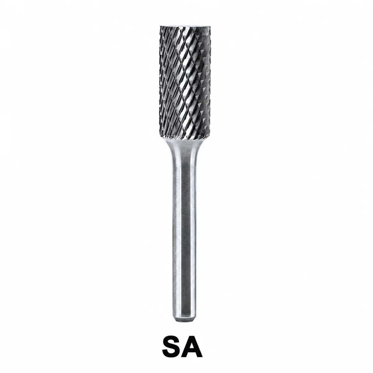 SA cylindrical double-cut carbide burr with intersecting flutes