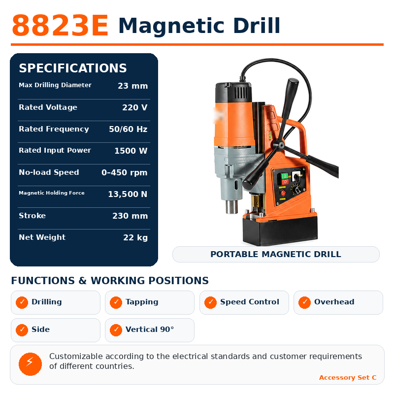 AX8823E confirmed magnetic drill specifications