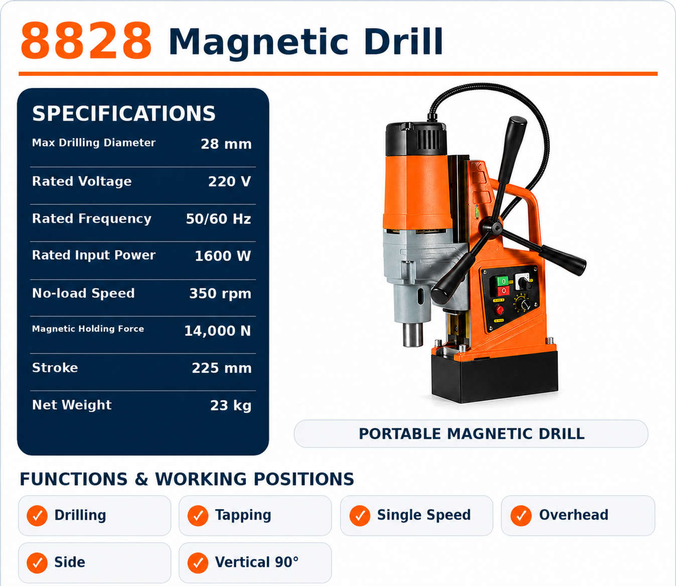 AX8828 مثقاب مغناطيسي 28 مم، مرجع المواصفات
