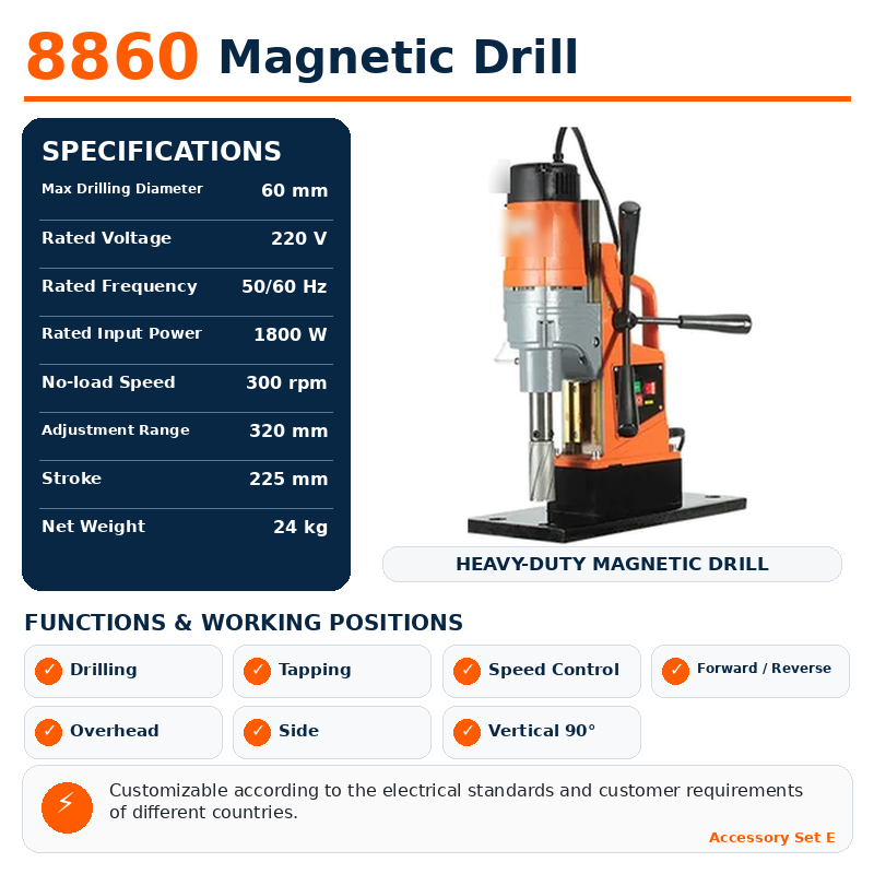 AX8860 confirmed magnetic drill specifications
