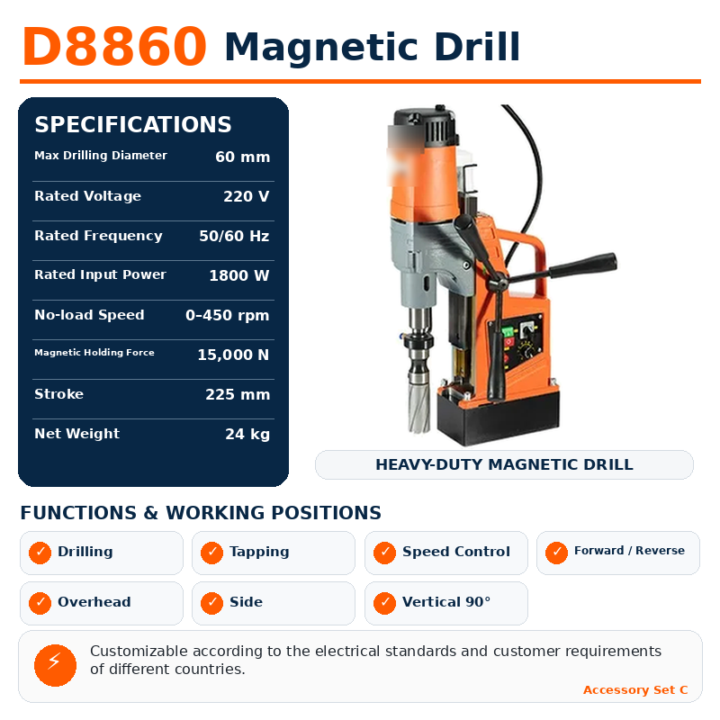 AXD8860 confirmed magnetic drill specifications