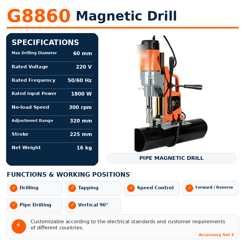 AXG8860 confirmed magnetic drill specifications