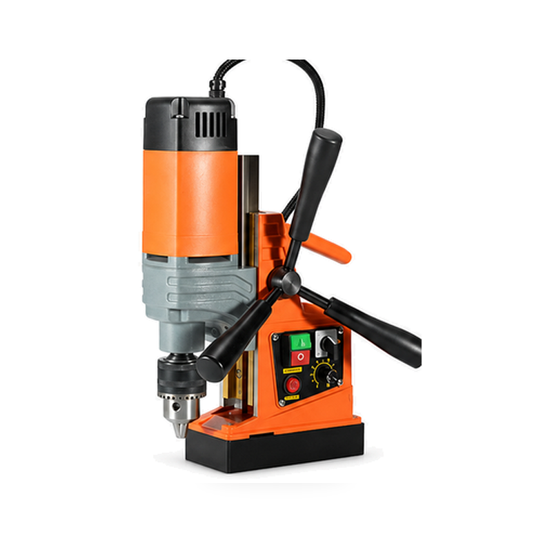 AX8813E compact magnetic drill on a white background