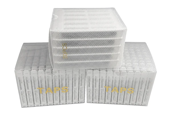 Translucent individual plastic boxes for taps