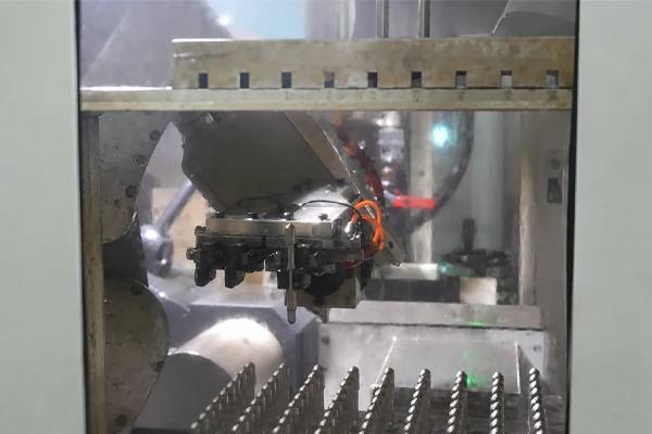 Tool-processing station inside a machine enclosure