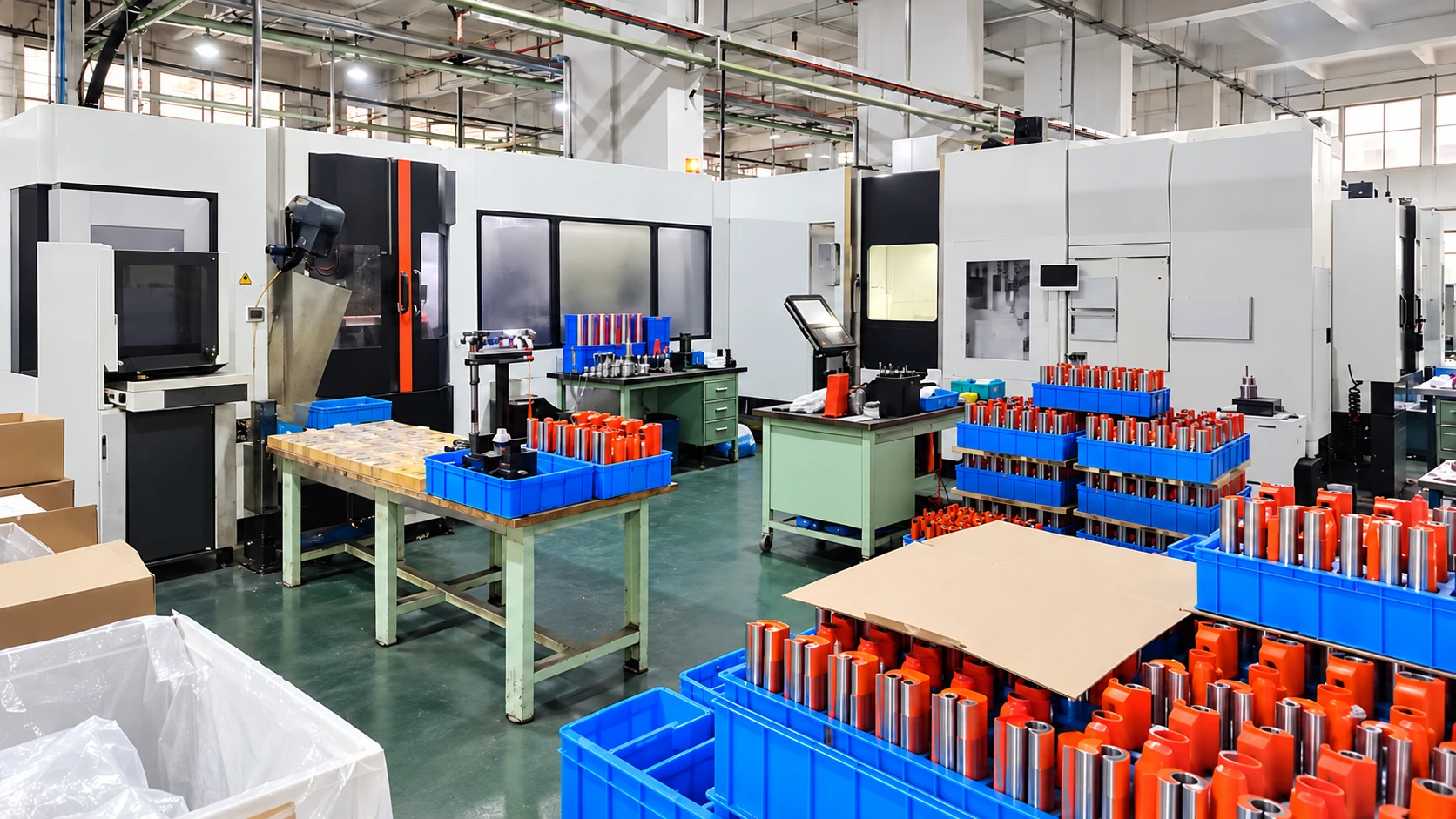 Equipos de acabado en un taller industrial