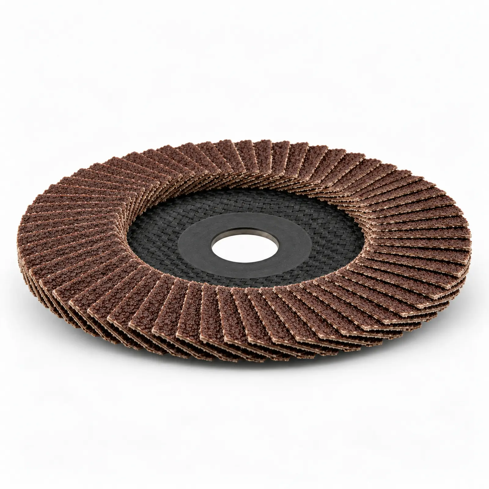 Side profile of a flap disc showing its working angle