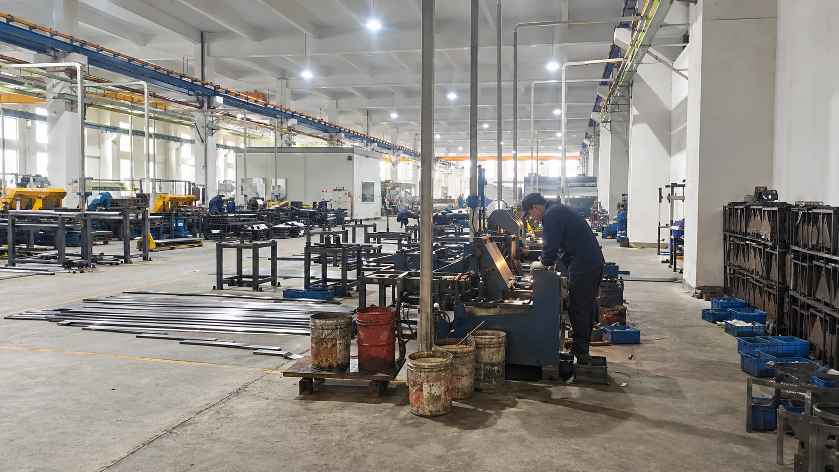 Equipos de corte de metal en un taller