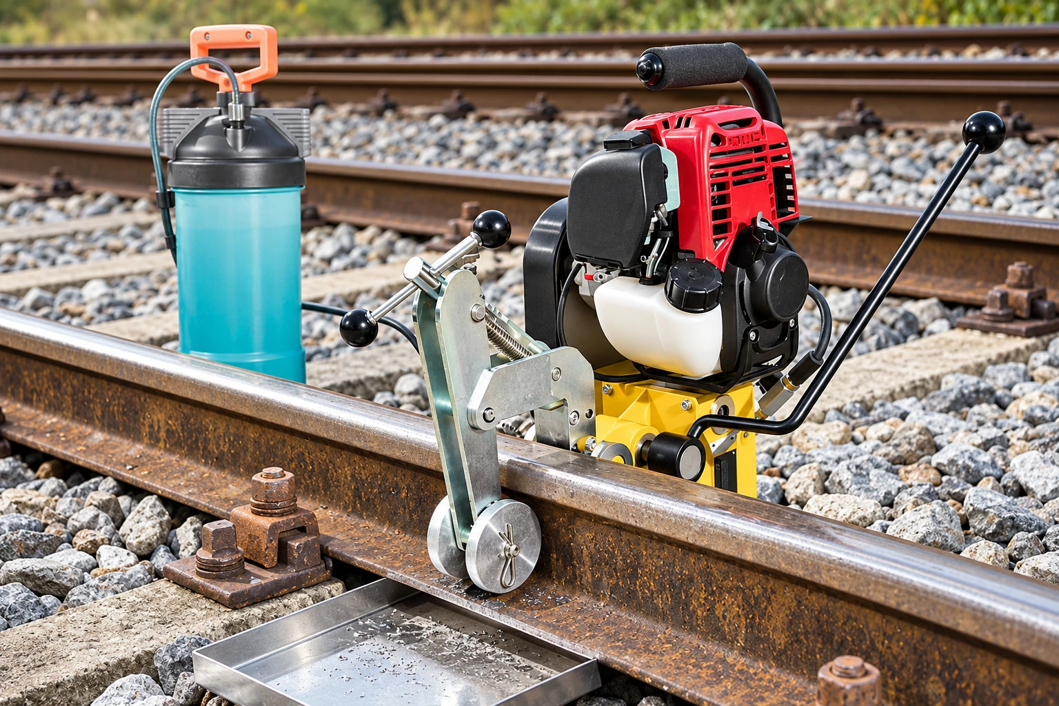 Rail drilling operation during maintenance work