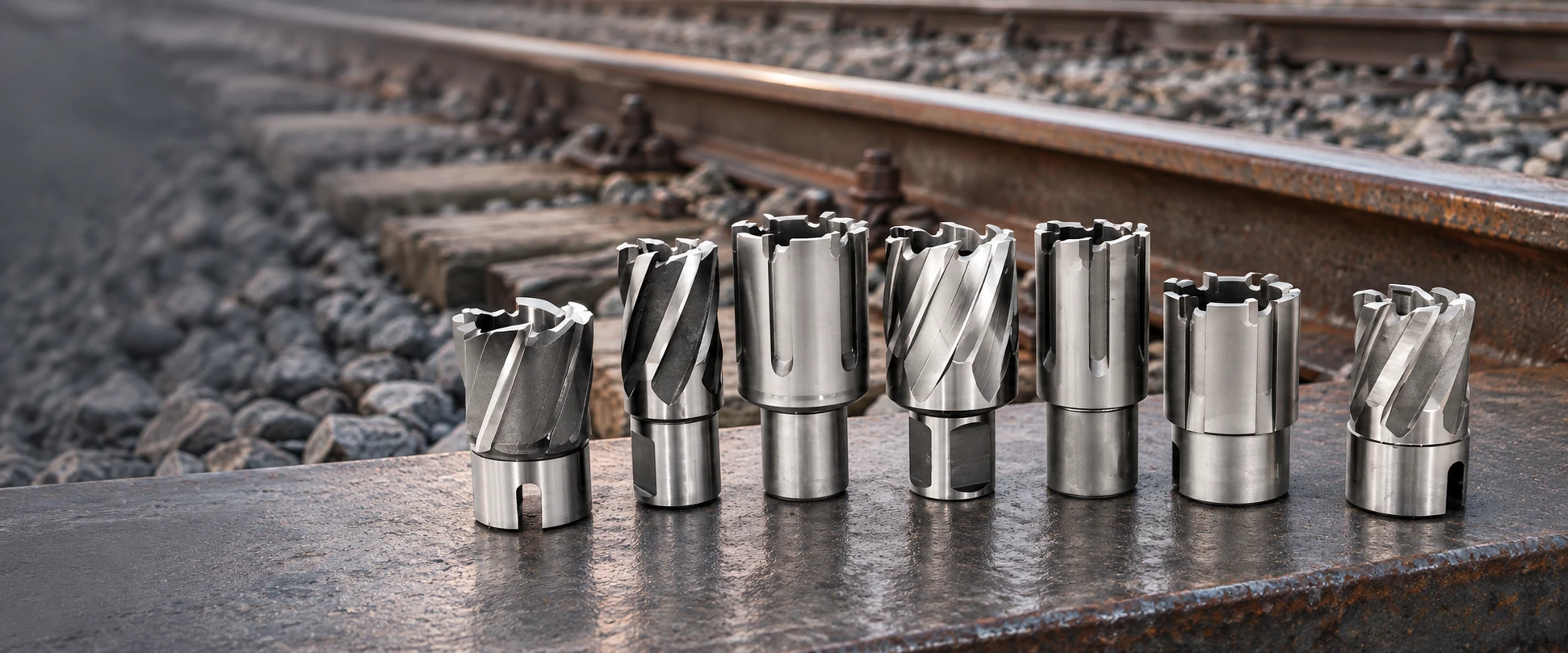 Rail drilling tools shown as a product family