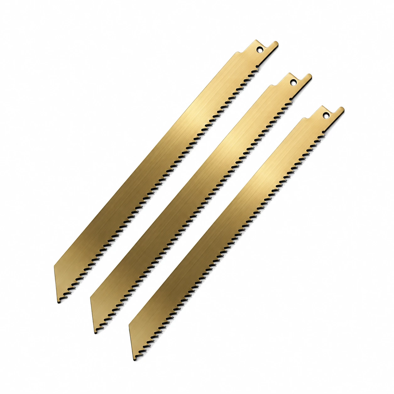 Tres hojas de sierra sable para comparar corte de metal
