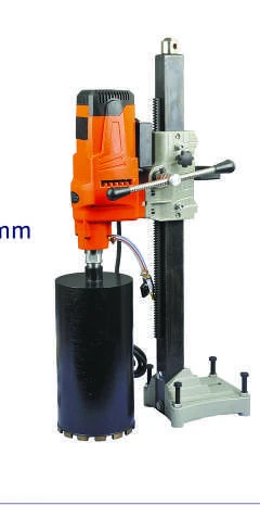 Diamond core drilling machine shown with its column, feed carriage and base